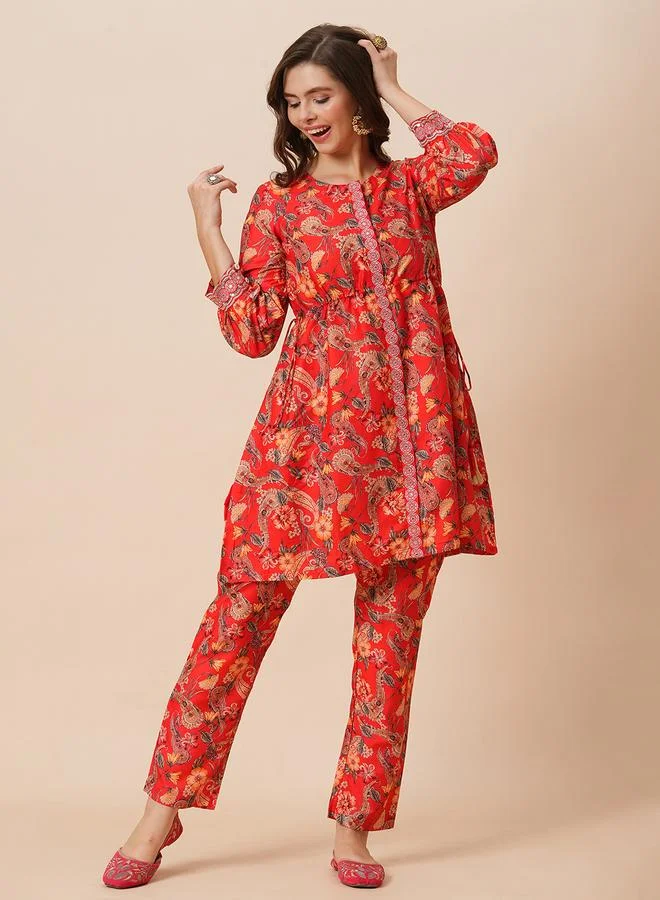 Globus  Women Floral Print Tunic and Pants Fusion Co-Ords for Women | Best Price UAE